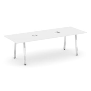 Style Project Direct Lux Стол переговорный M-SN-6A.SPRG-258 Белый/Нержавеющая Сталь/Хром 2580*980*25